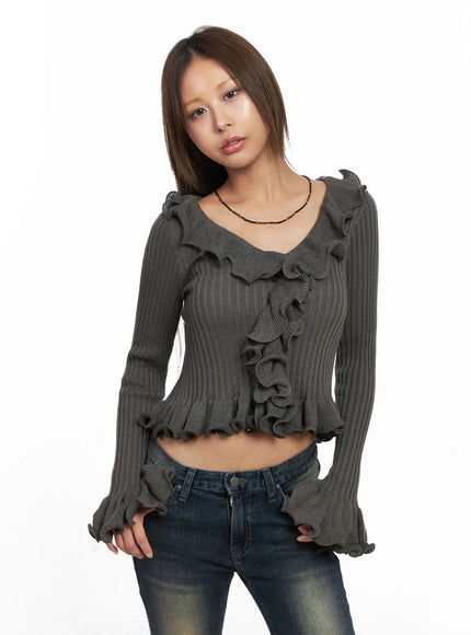 ruffle-trim-slim-fit-cardigan-co510