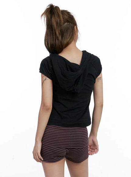 black-short-sleeve-hoodie-cl511