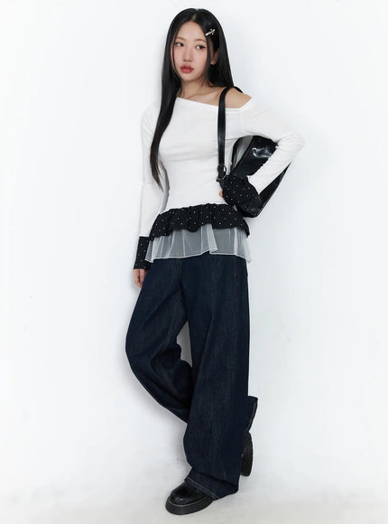 dotted-frill-long-sleeve-top-cf503