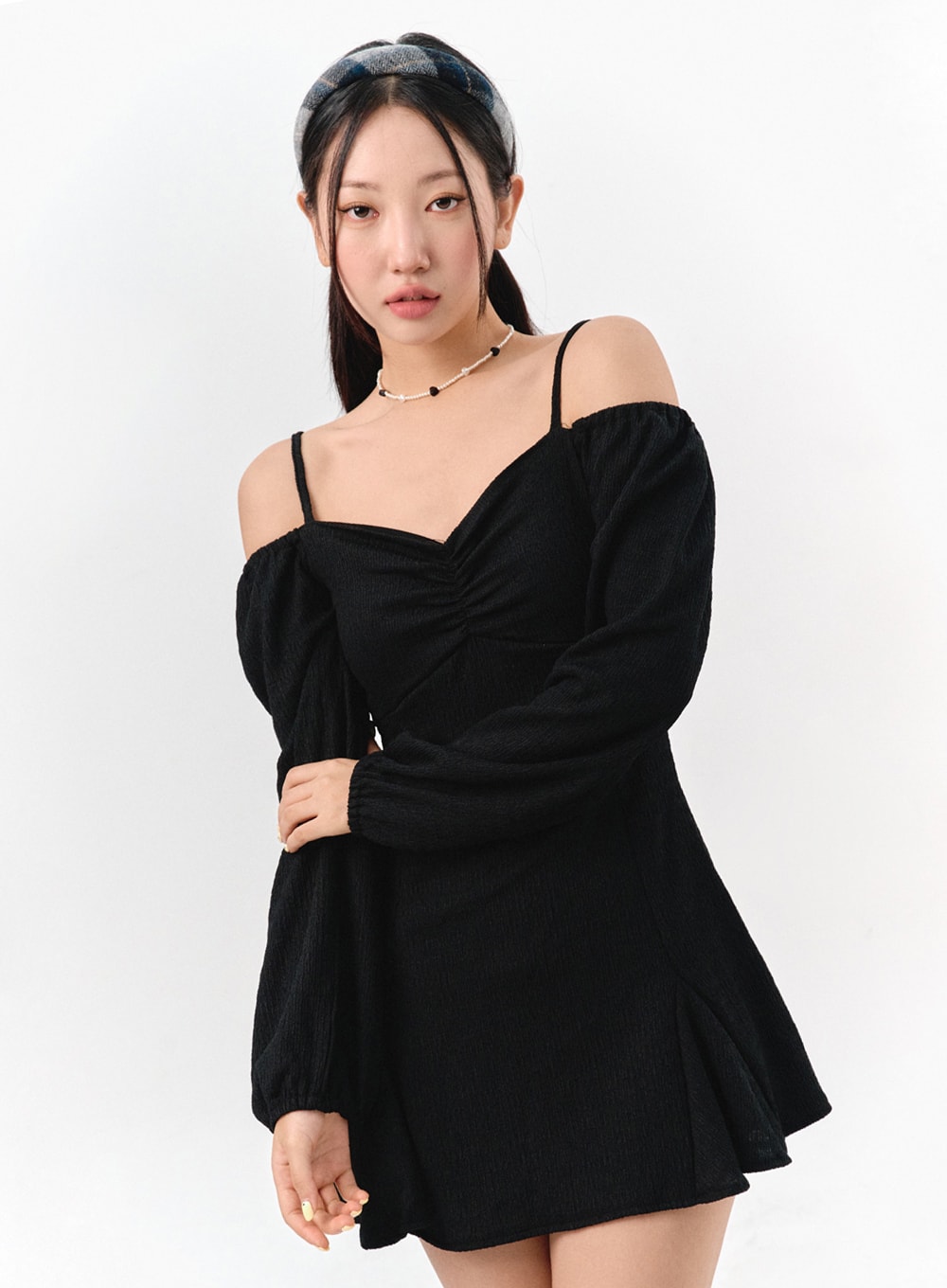 off-shoulder-shirred-mini-dress-is301