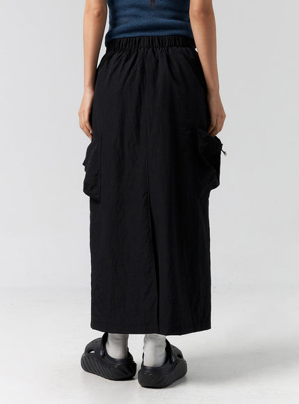 cargo-nylon-maxi-skirt-cg302