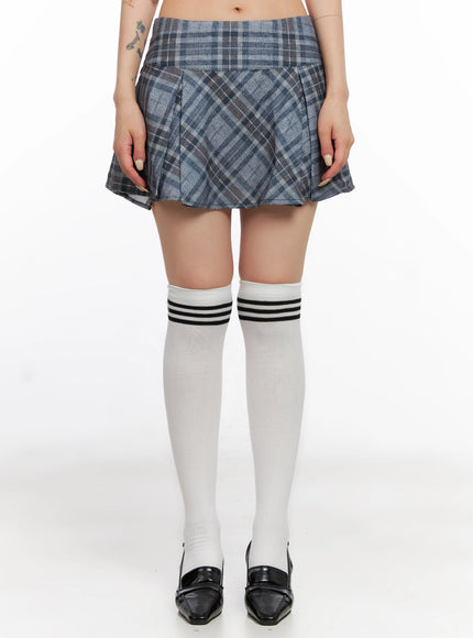 checkered-pleated-mini-skirt-is508