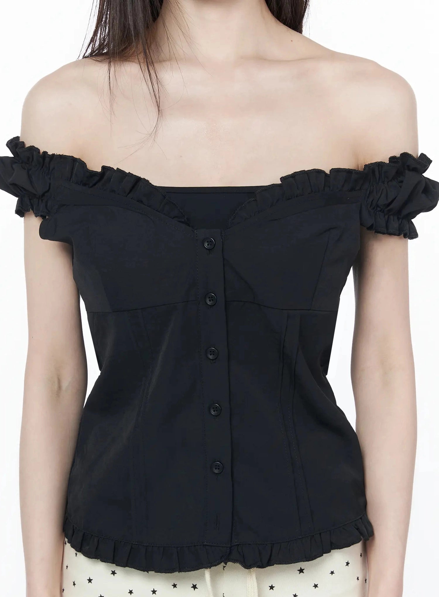 ruffled-off-shoulder-short-sleeve-blouse-iu512