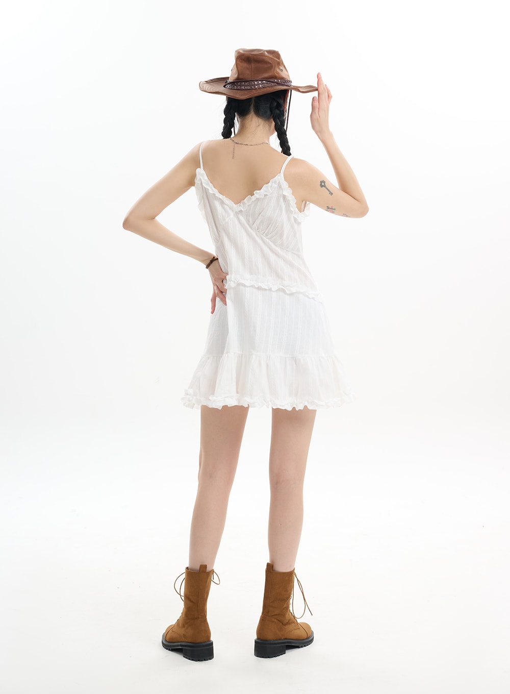 Ruffle Trim Sheer Cami Dress IF413 - Korean Women's Fashion | LEWKIN