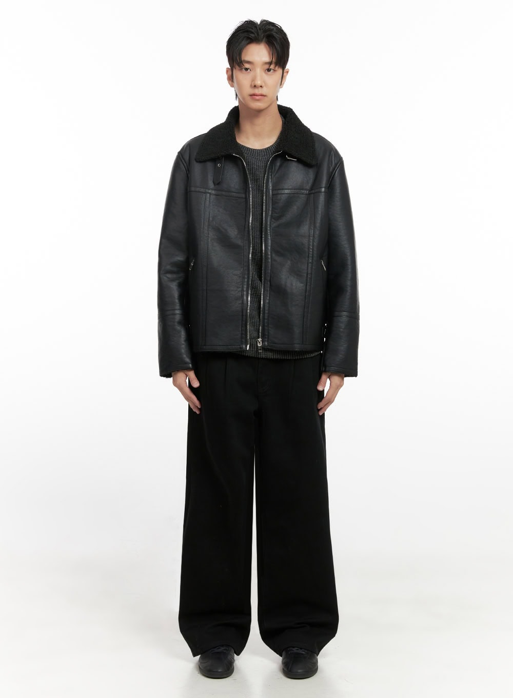 mens-pintuck-wide-leg-cotton-pants-black-id413