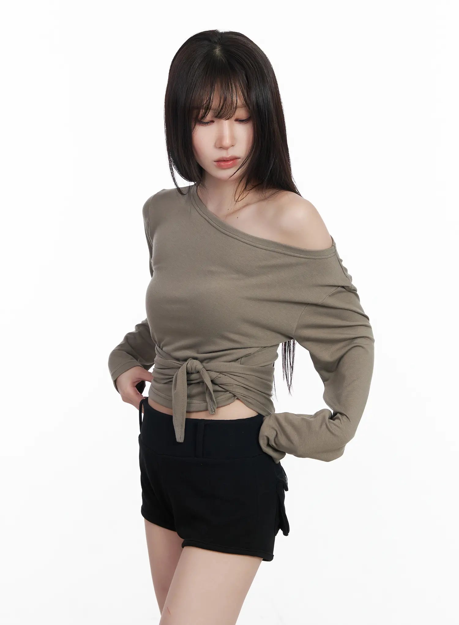 off-shoulder-wrap-tie-long-sleeve-top-cf523
