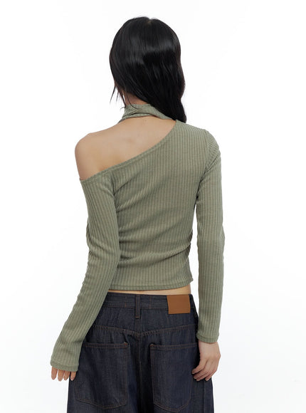 one-shoulder-slim-fit-ribbed-scarf-top-cs420