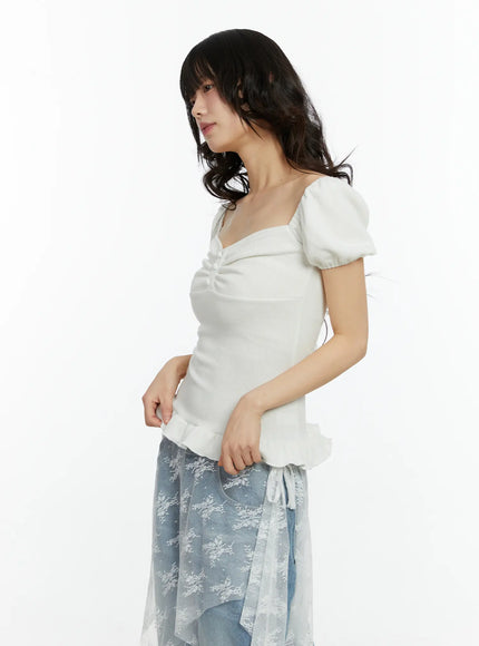 ruffled-puff-sleeve-lace-top-cf510