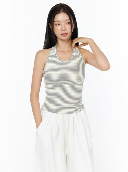 stripe-halter-neck-short-sleeve-set-iu516