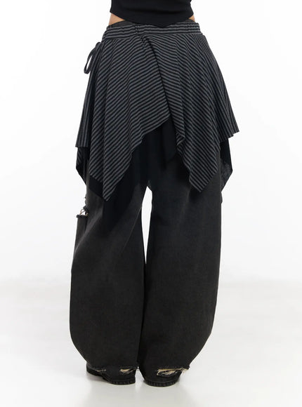 striped-asymmetric-flare-skirt-cd1202