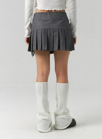 Ribbon Pleated Mini Skirt CS320 - Korean Women's Fashion | LEWKIN