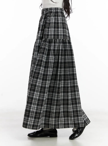 plaid-frill-maxi-skirt-cn527