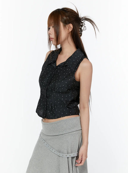 polka-dot-sleeveless-blouse-cy518