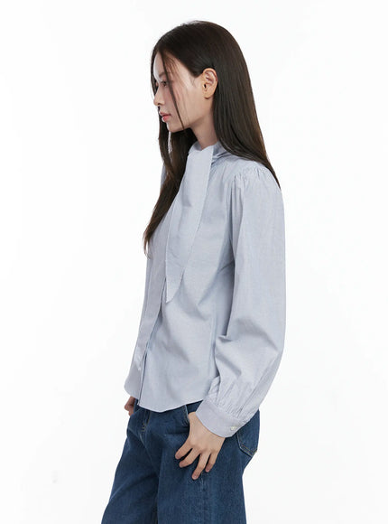 striped-puff-sleeve-tie-blouse-co506