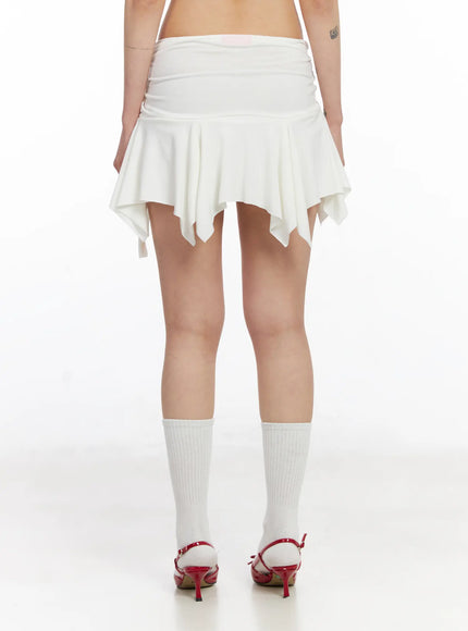 asymmetrical-ruched-flared-mini-skirt-cj522