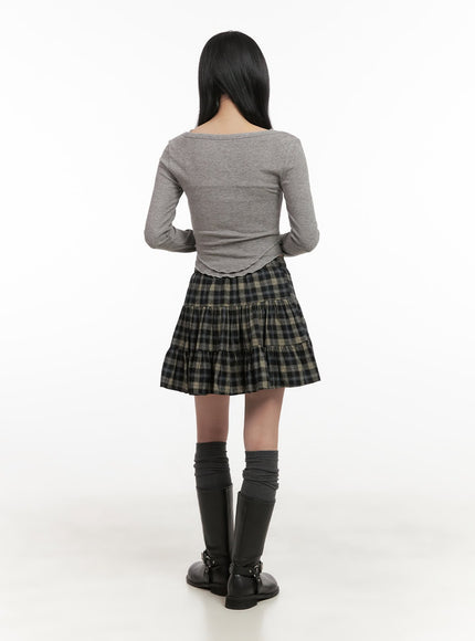 checkered-ruffle-mini-skirt-cd404