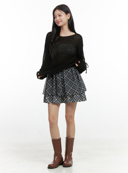 tiered-check-mini-skirt-os423