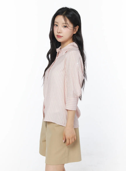 roll-up-sleeve-stripe-blouse-cy522