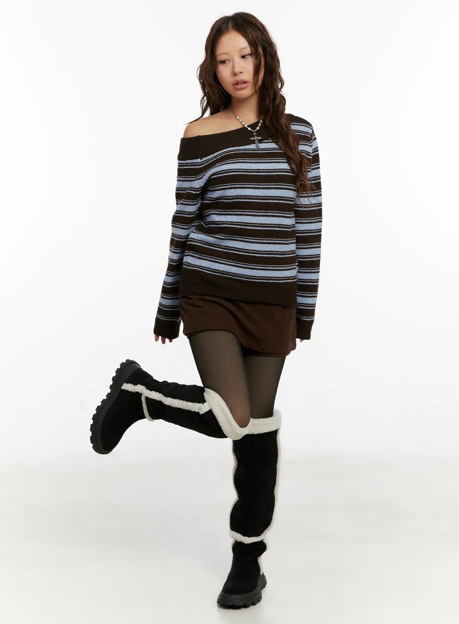 striped-off-shoulder-knit-sweater-cd517