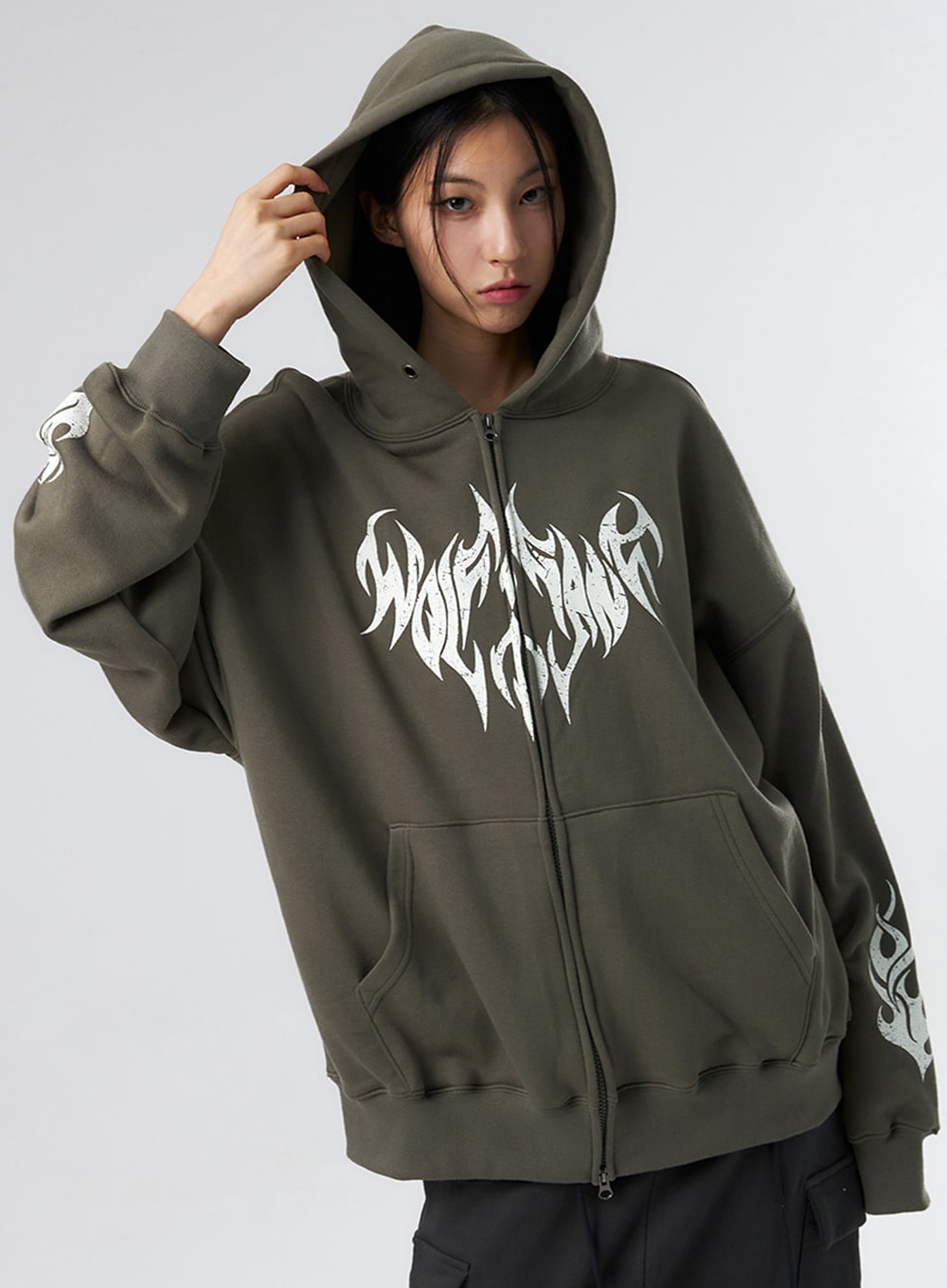 Fairy Grunge Bat Print Baggy Hoodies Zip Up Acubi Lange Mouw Jassen Donkere Emo Hooded Truien Goth Punk Uitloper, Bruin, XL Fairy Grunge Bat Print Baggy Hoodies Zip Up Acubi Lange Mouw Jassen Donkere Emo Hooded Truien Goth Punk Uitloper, Bruin, XL