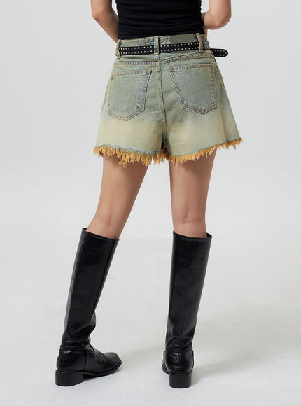 denim-ripped-hem-shorts-cy325