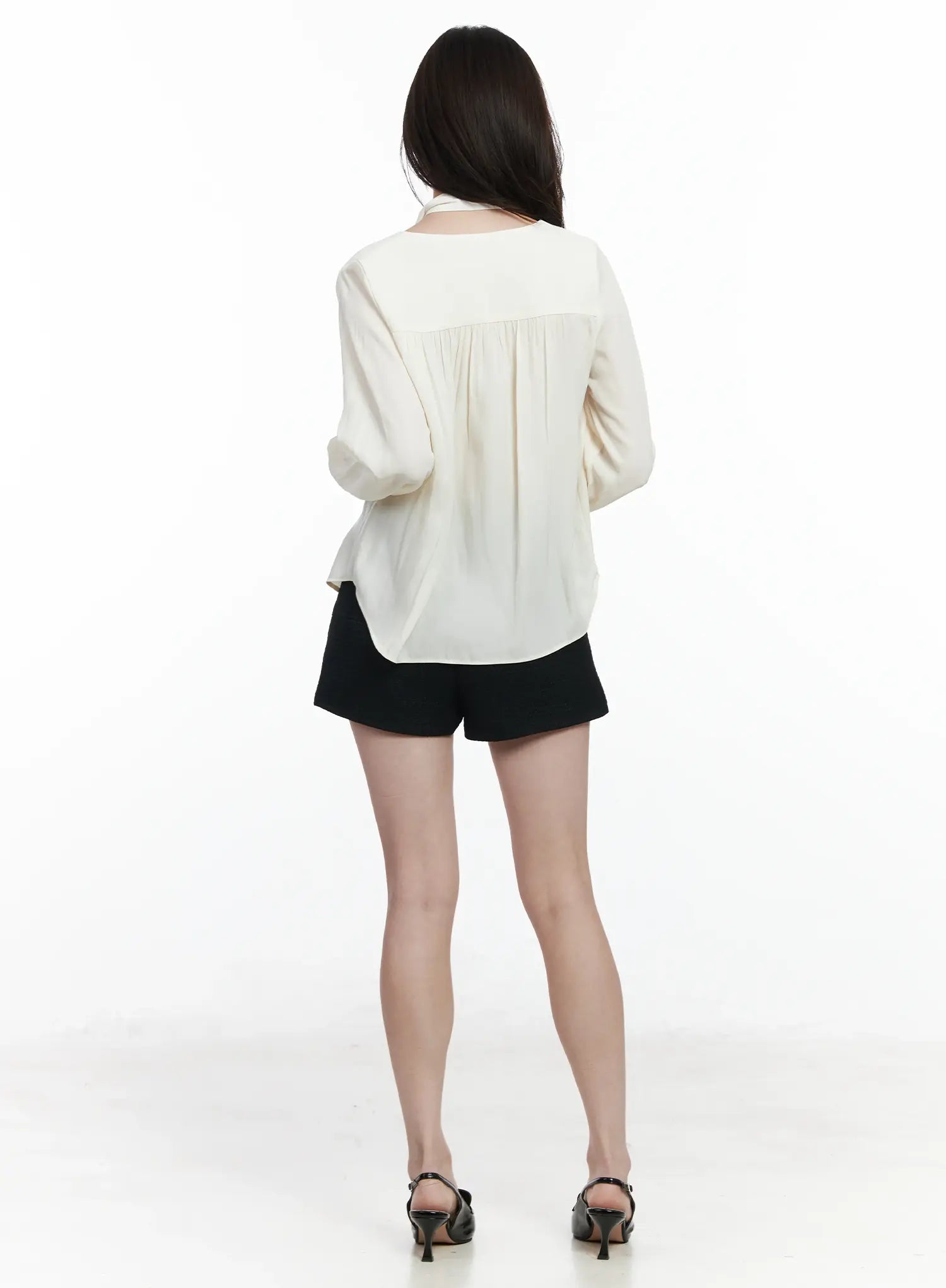 v-neck-shirred-blouse-and-scarf-set-if525