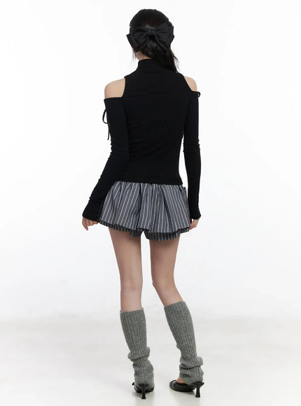striped-pleated-mini-skirt-cj526