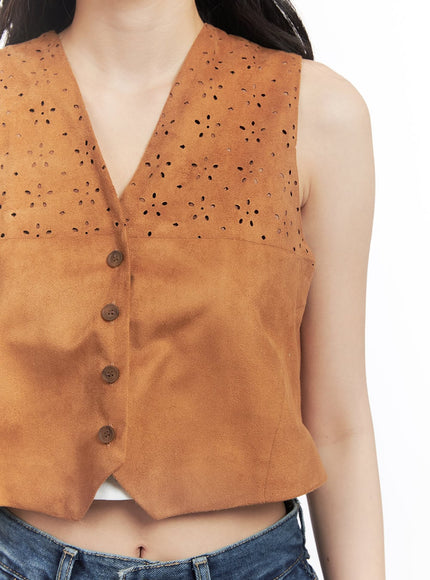 buttoned-suede-v-neck-vest-top-cf513