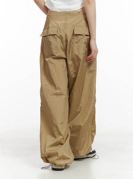 nylon-pintuck-string-baggy-pants-cl401