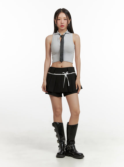 ribbon-pleated-mini-skort-ou404