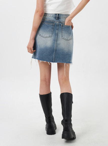 Denim Ripped Mini Skirt CY303