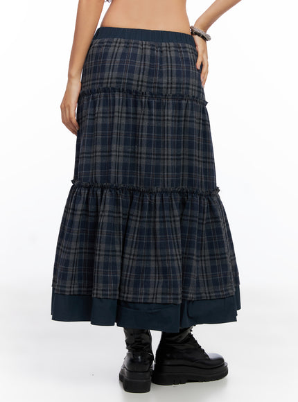 plaid-tiered-maxi-skirt-co515
