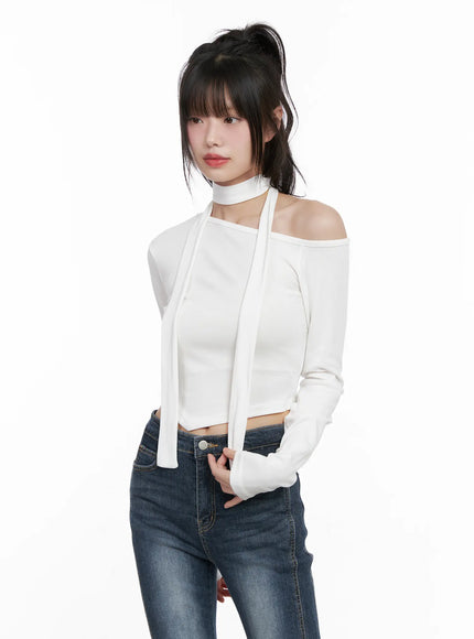 off-shoulder-scarf-long-sleeve-top-cg519