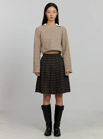 plaid-pleated-midi-skirt-ij502