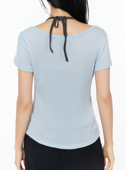 layered-halter-neck-short-sleeve-top-iu516