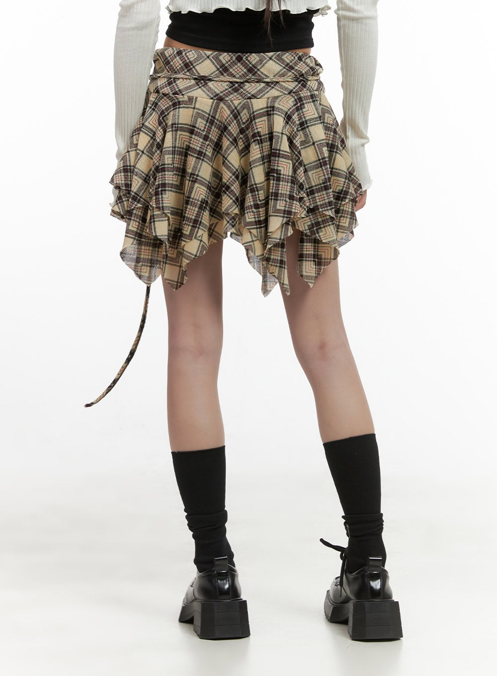 plaid-banded-mini-skirt-cs413