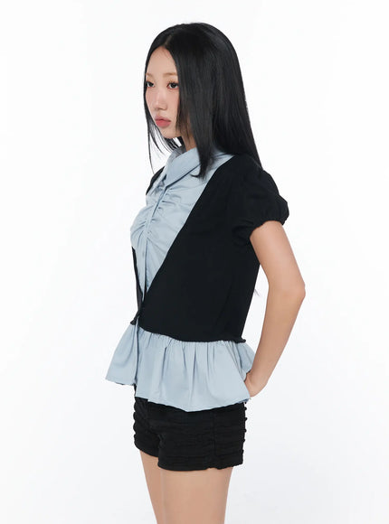 puff-frill-short-sleeve-blouse-cy513