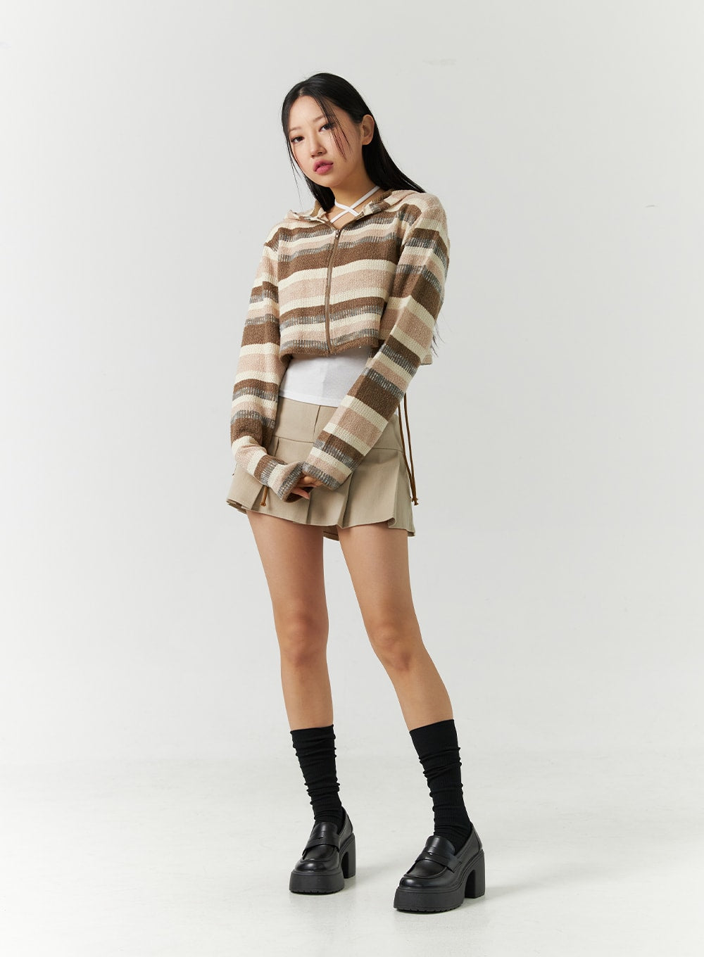 fleece-pleated-mini-skirt-cd301