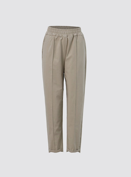 slim-fit-banded-pants-io312 / Beige