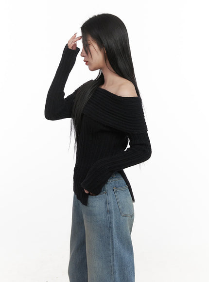 off-shoulder-buttoned-sweater-cj517