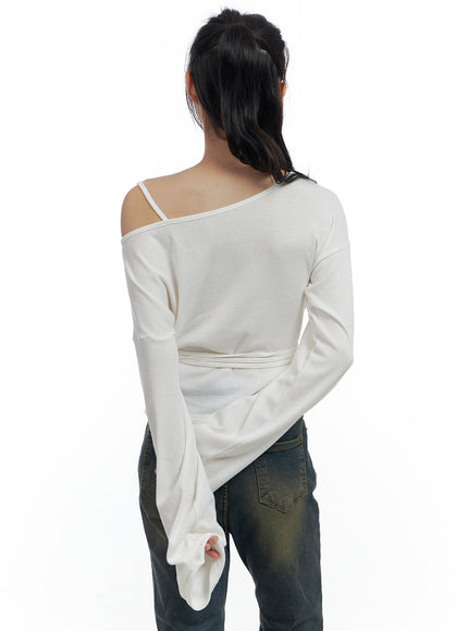 one-shoulder-unbalanced-strap-t-shirt-cs419