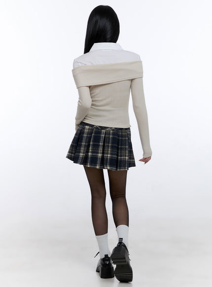 checkered-pleated-mini-skirt-cd419