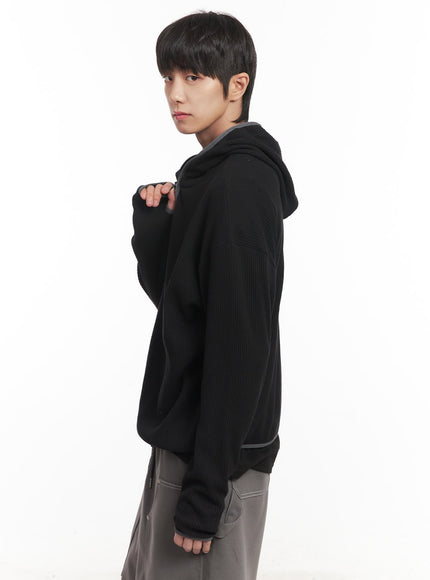 mens-half-zip-waffle-knit-hoodie-im519