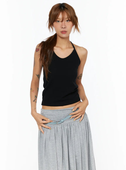 basic-ribbed-halter-top-cu518 / Black