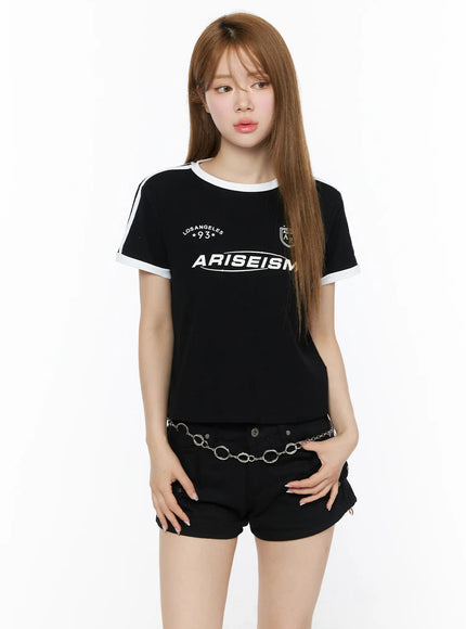 sporty-contrast-color-tee-cu511 / Black