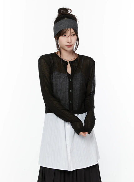 sheer-summer-cardigan-cy515 / Black