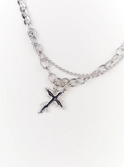 cross-charm-dual-chain-necklace-io527