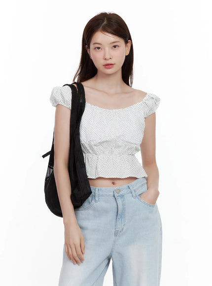 Polka Dot Sleeveless Blouse IU526