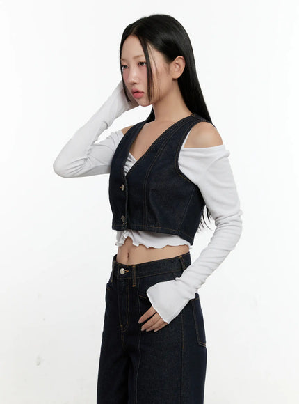 non-fade-button-denim-crop-vest-cn506