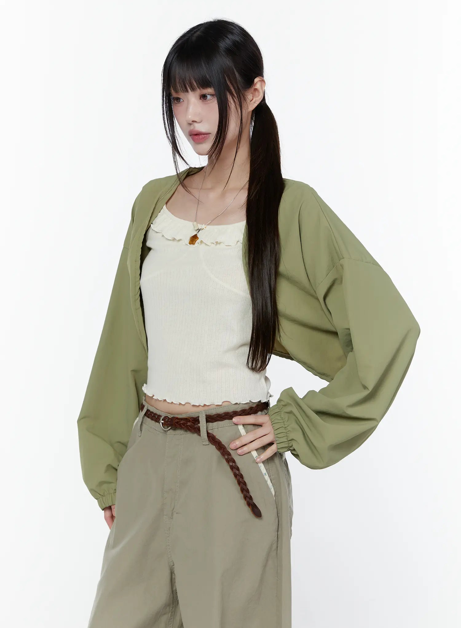 string-detail-bolero-cu508 / Dark green